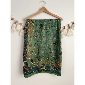 Birds Of A Flock Paradise Green Silky Bandana Scarf Square Tropical Boho Novelty